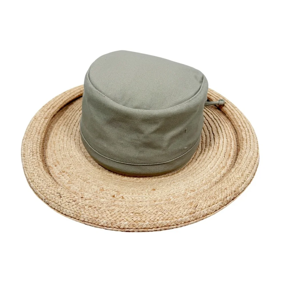 Scala Collection Wide Brim Sun Hat Olive Packable Drawstring Tie One Size OS